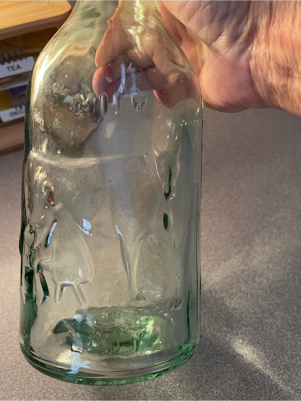 Vintage Milk Aqua Glass Swing-Top Bottle with farmer milking cow - Picture 4 of 8